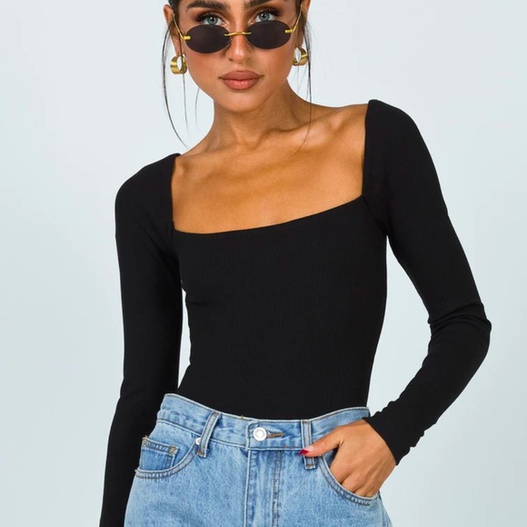 Princess Polly Charlotte Bodysuit Black - Picture 1 of 3